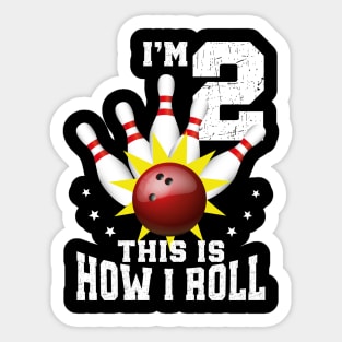 Bowling 2nd Birthday Bday Party Kids 2 years Old Bowler Sticker